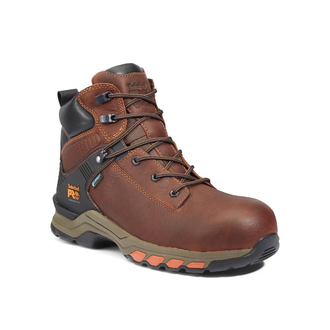 Hypercharge 6 Inch Composite Toe Waterproof Work Boots for Men - Brown Safety Shoes for Construction, Warehouse & Outdoor Work