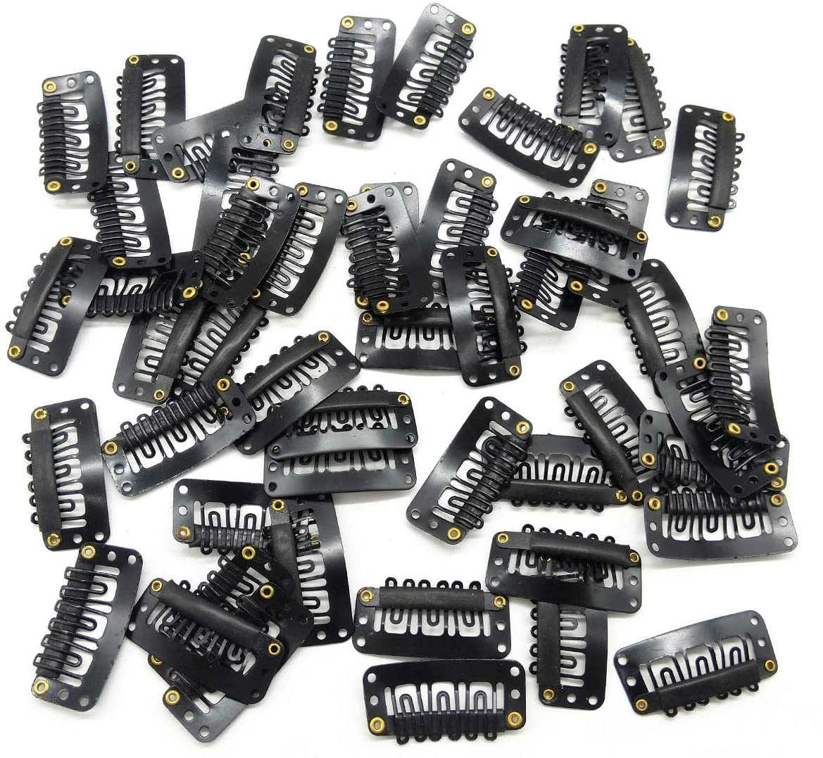 Durable Metal Snap Clips for Hair Extensions - U-Shape Wig Clips for Men & Women (12-Pack, Black) - Secure Hair Accessories for Salon, Cosplay & Daily Styling
