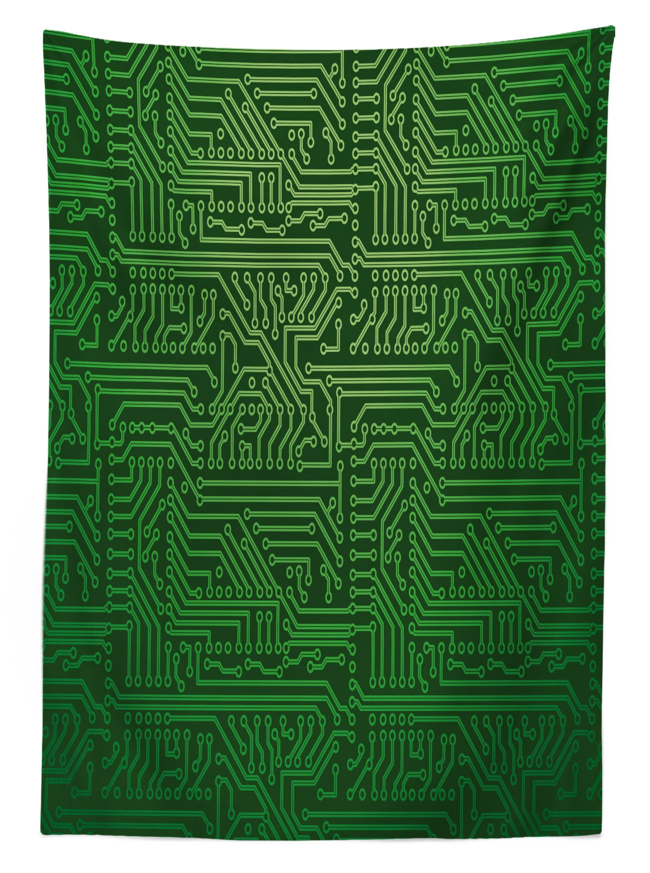 Lunarable Digital Outdoor Tablecloth - Computer Art Circuit Board Design, Washable Picnic Table Cover 58x104 Inches, Dark Green - Perfect for Tech-Themed Parties, Outdoor Dining & Picnics