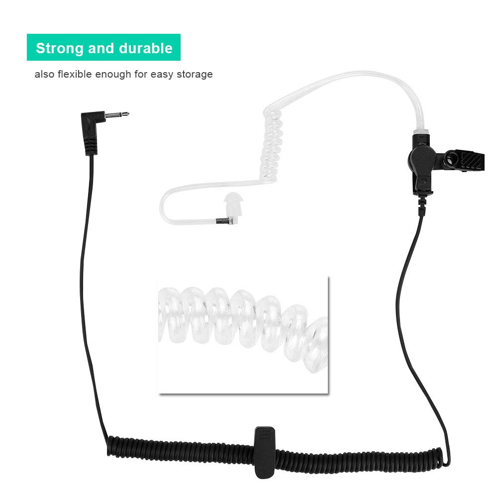 3.5mm M Head Convert Acoustic Tube Earpiece Ear Hook - Clear Coil Tube Earbud for Walkie Talkie & Two Way Radio Headsets - Ideal for Patrolmen, Security Guards, Hotel Staff & Event Ceremonies (Discreet Communication Solution)