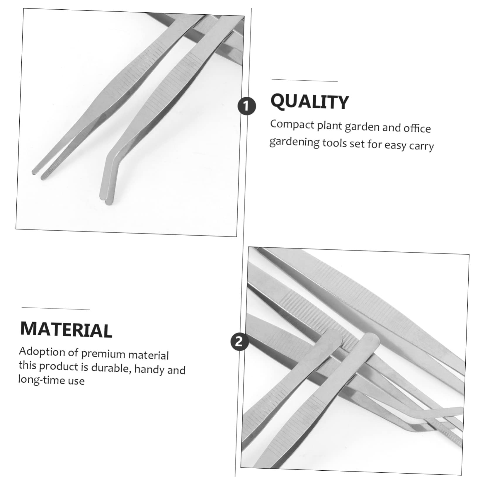 NOLITOY 10-Pack Stainless Steel Precision Tweezers for Gardening, Snake Feeding & Miniature DIY - Curved Tip Tongs for Planting, Reptile Care, Stamp Collecting & Craft Projects