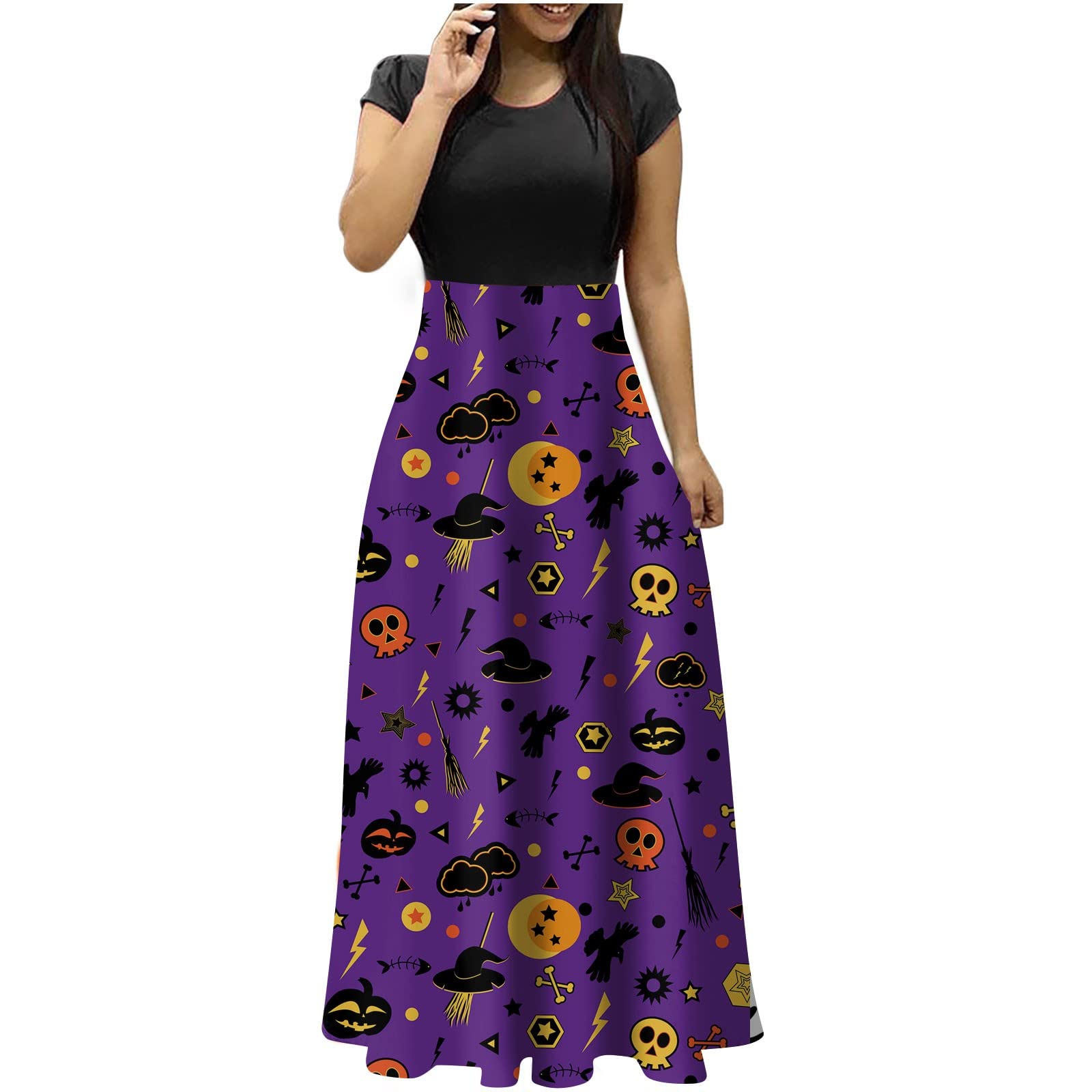 Halloween Autumn Dresses for Women - Smocked Bodycon Cocktail Dress with Ruched Detail | Flowy Party Dress for Halloween, Thanksgiving & Fall Events