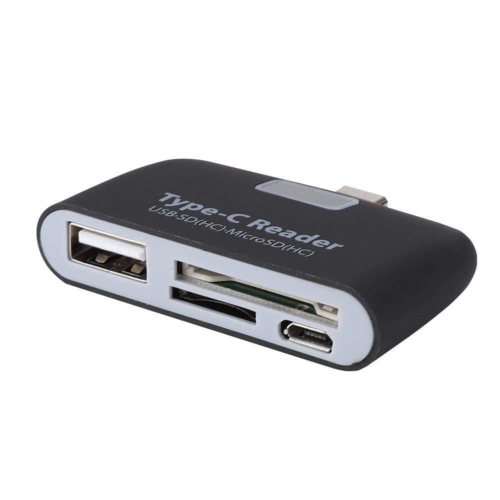 USB C Card Reader 5-in-1 - USB 3.1 Type C Memory Card Adapter with SD/TF/Micro USB Ports & OTG Function - Compatible with Mac Mini, Windows PC, Laptop, Smartphone - Perfect for Photo Transfer, Data Backup & Mobile Office (Black)