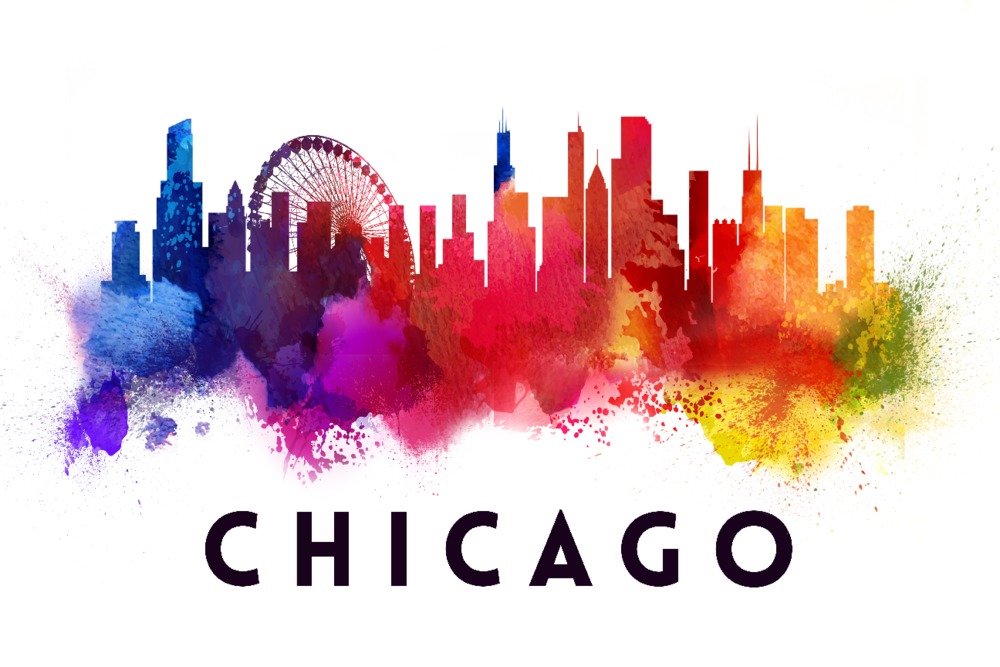 Chicago Illinois Skyline Abstract Wall Art Poster - 12x18 Inches Modern White Cityscape Print for Home & Office Decor - Perfect for Living Room, Bedroom, or Office Wall Decor