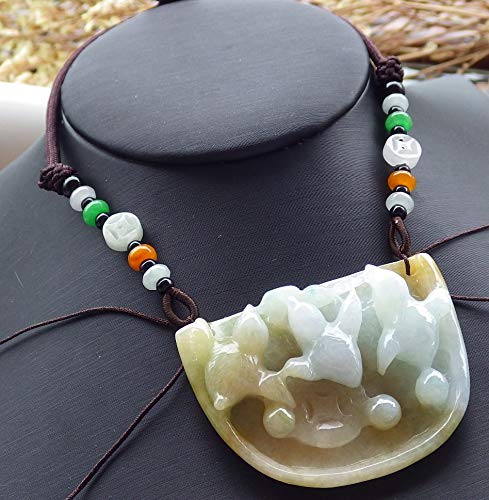Certified 100% Natural Jadeite Pendant Necklace - Yellow Green Jade with 3 Rooster Phoenix Coin Charm, Symbolizing Prosperity & Abundance | Perfect for Gifts, Special Occasions & Spiritual Protection
