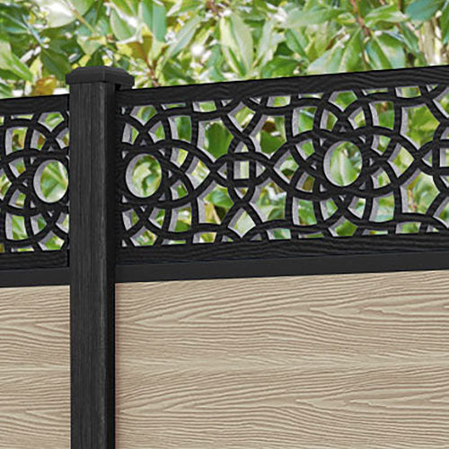 Classic Amber Fence Panel - Light Oak Composite Wood Privacy Fence with Durable Posts | Perfect for Backyard, Garden, and Patio Security