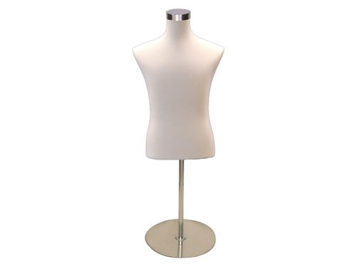 ROXYDISPLAY Male Mannequin with White Jersey Cover, Short Round Stand (JF-33M01+BS-04S+CAP-M04) - Perfect for Retail Stores, Boutiques, and Fashion Displays
