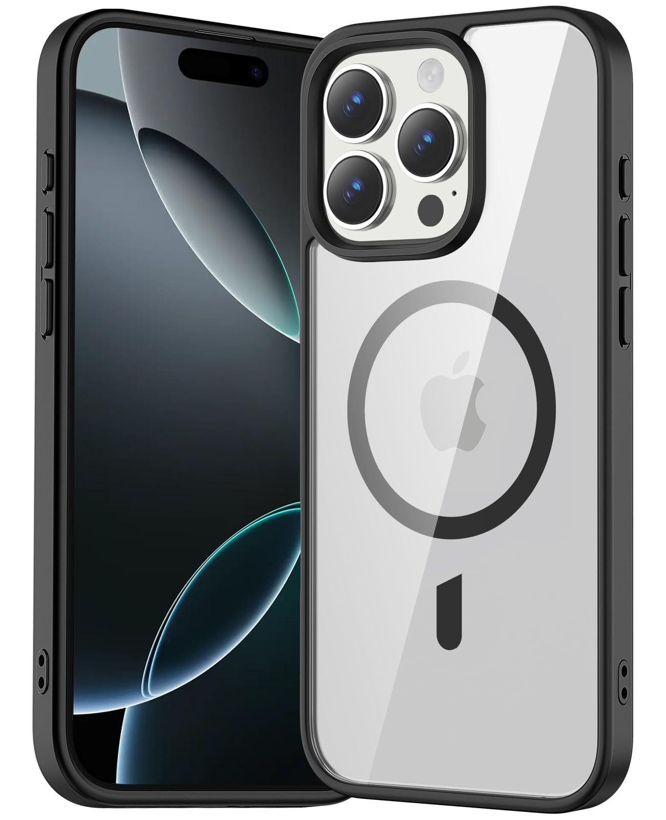 Premium Temdan iPhone 16 Pro Sleeve Case - Magsafe Compatible, Anti-Yellowing, Military-Grade Shockproof Protection - Ultra Slim Clear Black Phone Cover for Daily Use, Travel & Outdoor Activities