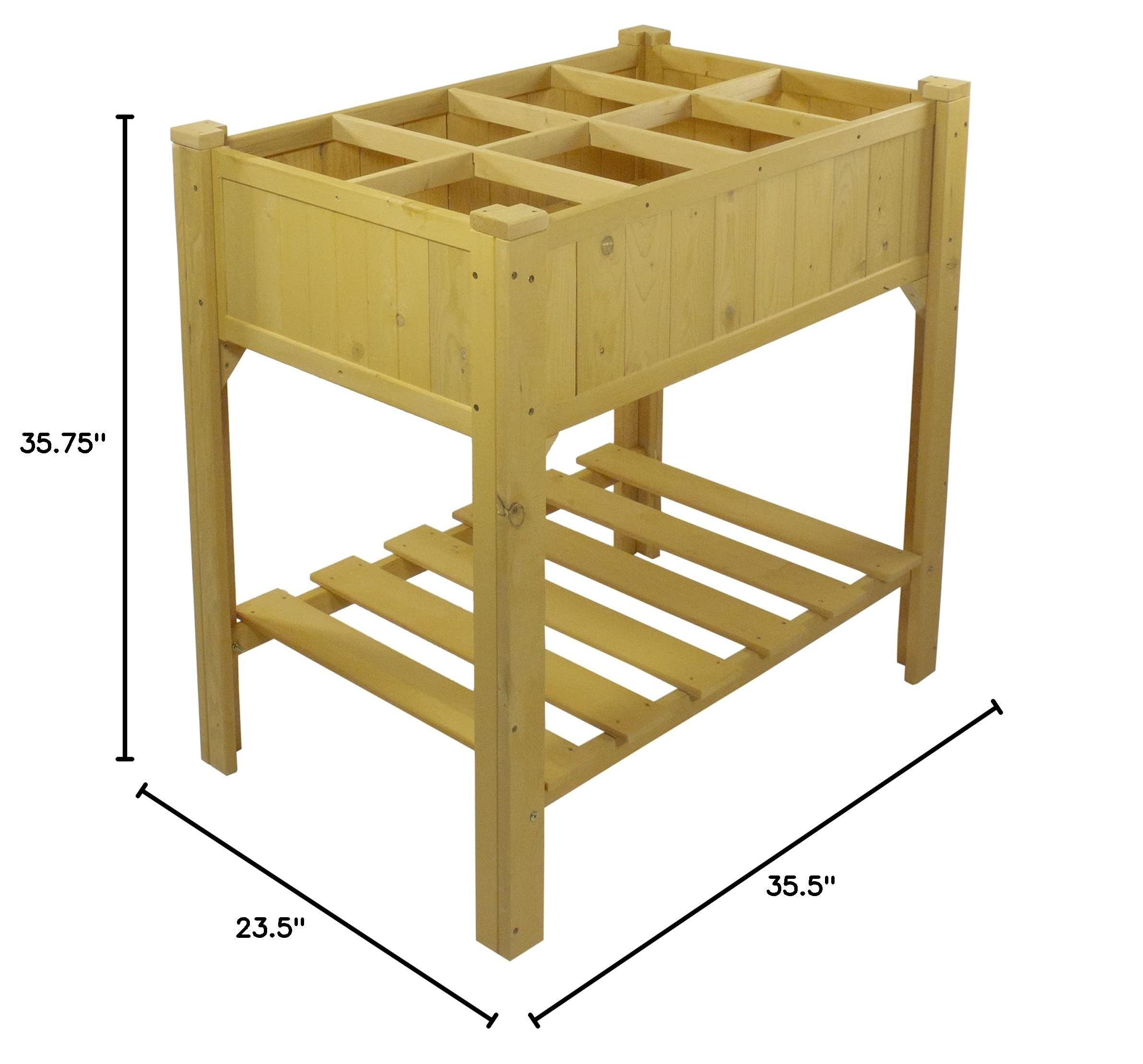 3ft Wooden Raised Garden Bed Planter Box with Shelf - Elevated Outdoor Gardening Solution for Vegetables, Flowers & Herbs - Perfect for Patio, Backyard & Small Space Gardening