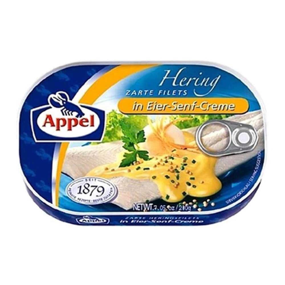 Herring in Egg-Mustard Cream (Appel Hering) 200g - Premium German Canned Fish for Sandwiches, Salads & Charcuterie Boards