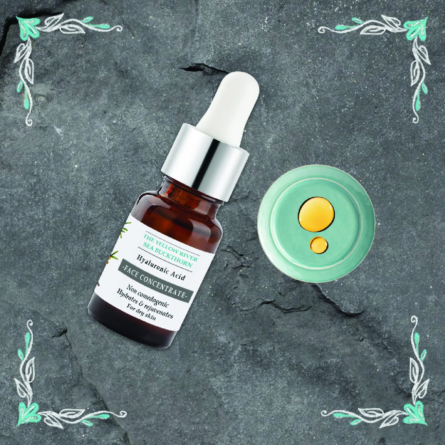Premium Yellow River Sea Buckthorn & Hyaluronic Acid Face Serum 15ml - Hydrating Anti-Aging Facial Treatment for Dry Skin, Day & Night Use