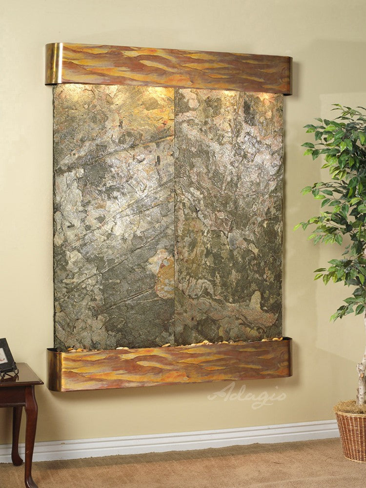 Adagio Majestic River Round Rustic Copper Green Natural Slate Tabletop | MRR1002 | Perfect for Kitchen Countertops, Bathroom Vanities & Outdoor Dining Tables