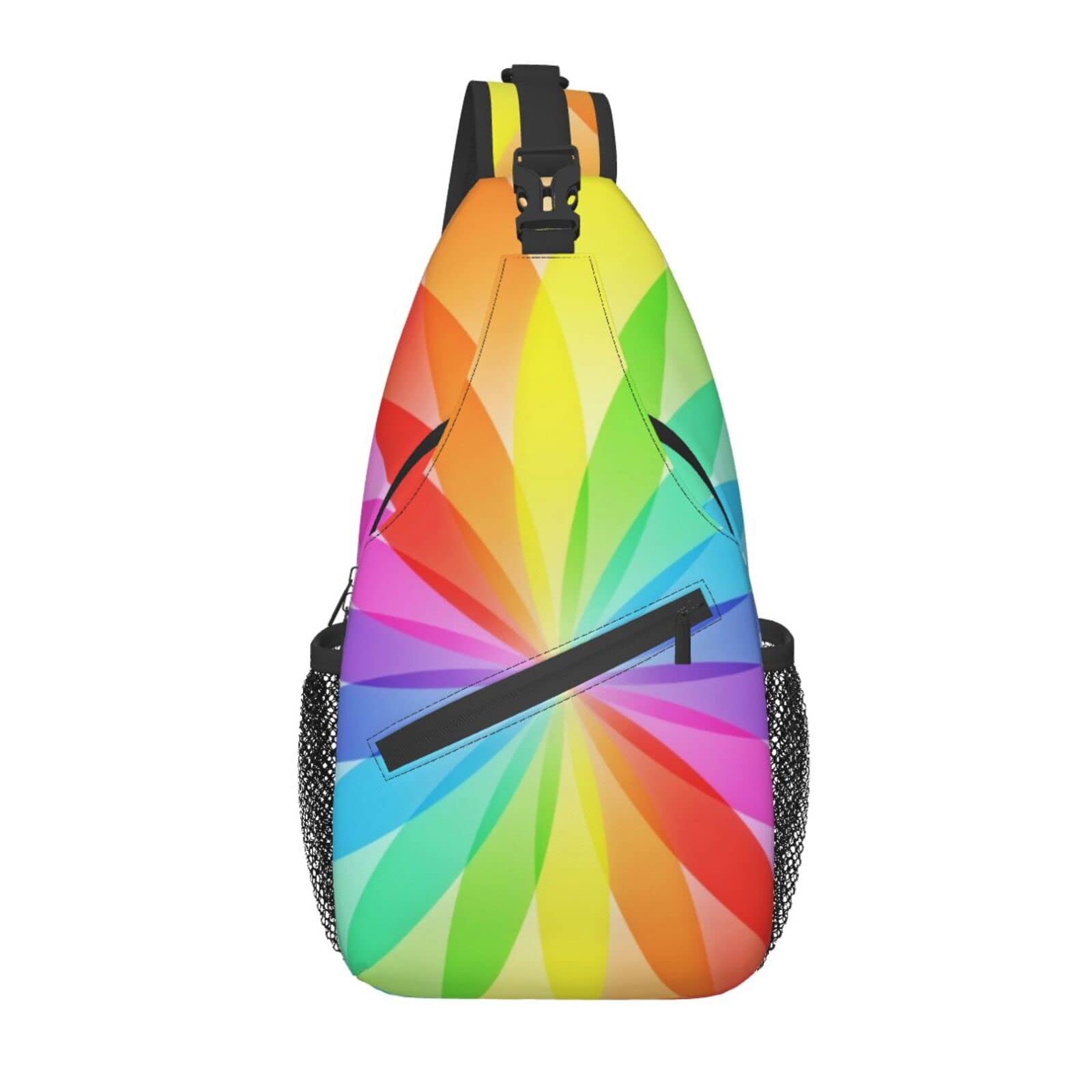 Rainbow Striped Crossbody Sling Bag - Lightweight Travel Backpack for Hiking, Day Trips & Outdoor Adventures - Unisex Sling Pack for Women & Men (Perfect for Commuting, Shopping & Festival Use)