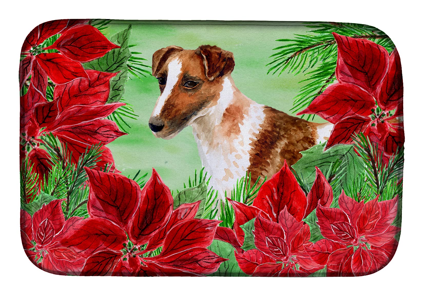 Fox Terrier Dish Drying Mat - Absorbent Kitchen Counter Pad, 14x21