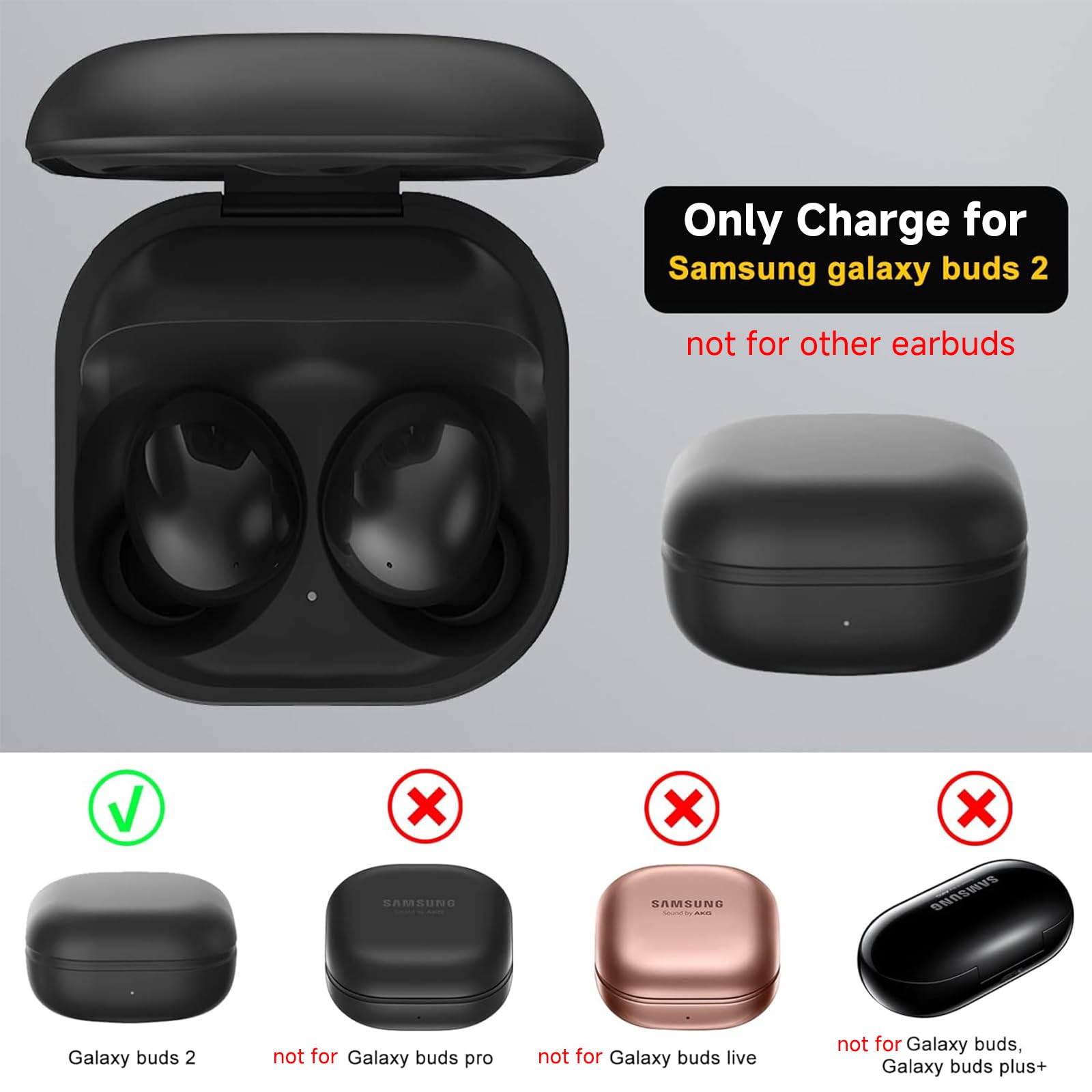 Samsung Galaxy Buds 2 Wireless Charging Case Replacement - Bluetooth Pairing Sync Button, Fast Charging Compatible with Galaxy Buds 2 (Earbuds Not Included) | Perfect for Travel, Workout & Daily Use