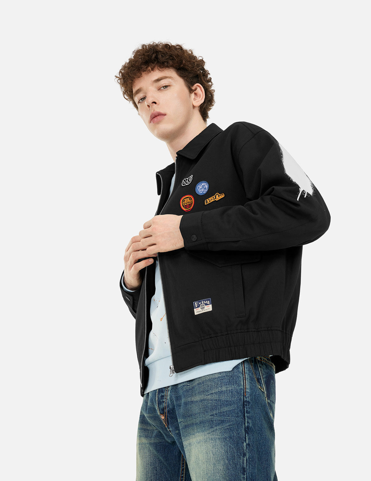 Graffiti Print Boxy Fit Zip Up Jacket for Men - Streetwear Fashion Hoodie with Unique Art Design | Perfect for Urban Style, Skateboarding & Hip Hop Outfits