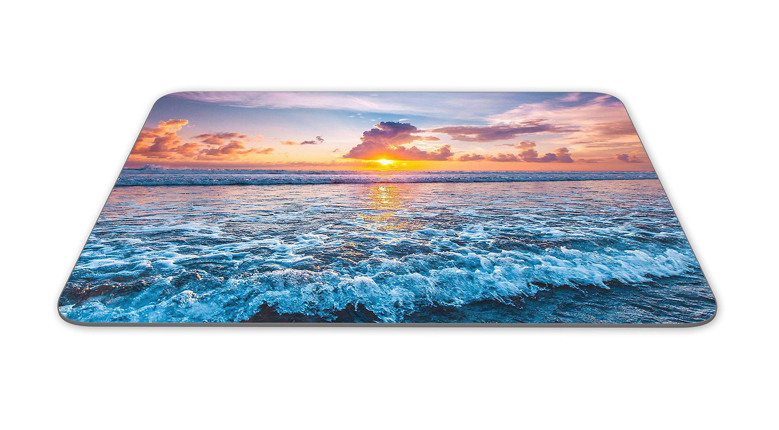 Non-Slip Natural Rubber Office Mouse Pad with Sunset Ocean Design - Large Rectangular Gaming Mouse Mat for Work & PC Gaming