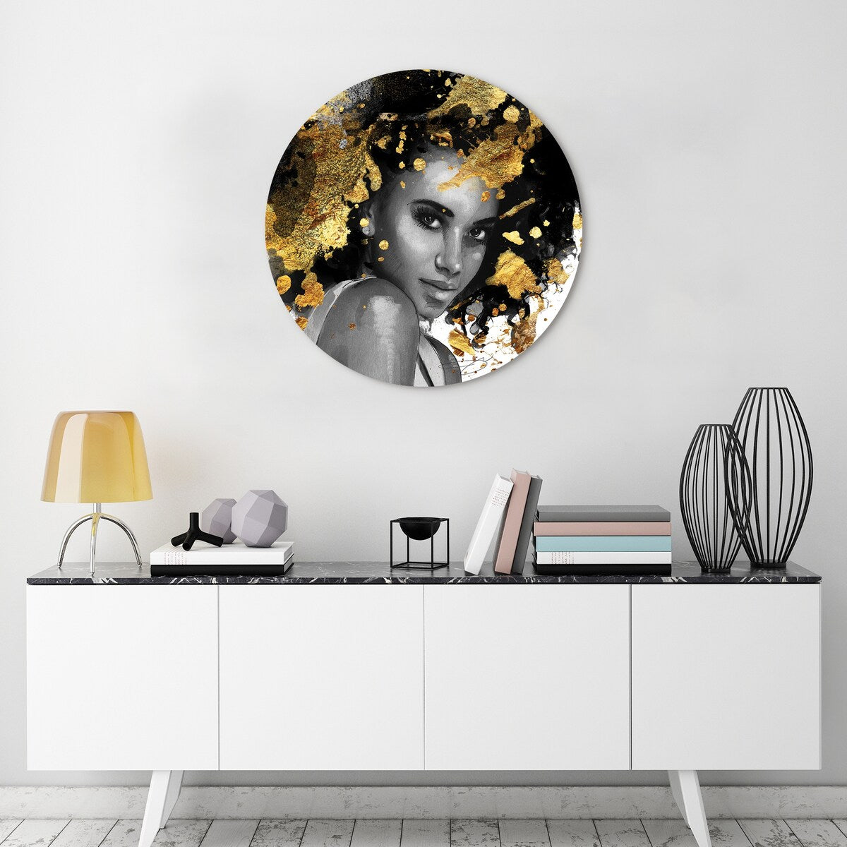 Frameless Floating Tempered Glass Round Wall Art - 36