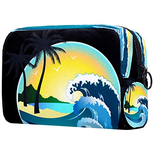 Scalable Sea Graphics Waterproof Cosmetic Bag - Travel Makeup Pouch Organizer for Women & Girls - Perfect for Beach Trips, Vacation Essentials & Daily Toiletry Storage