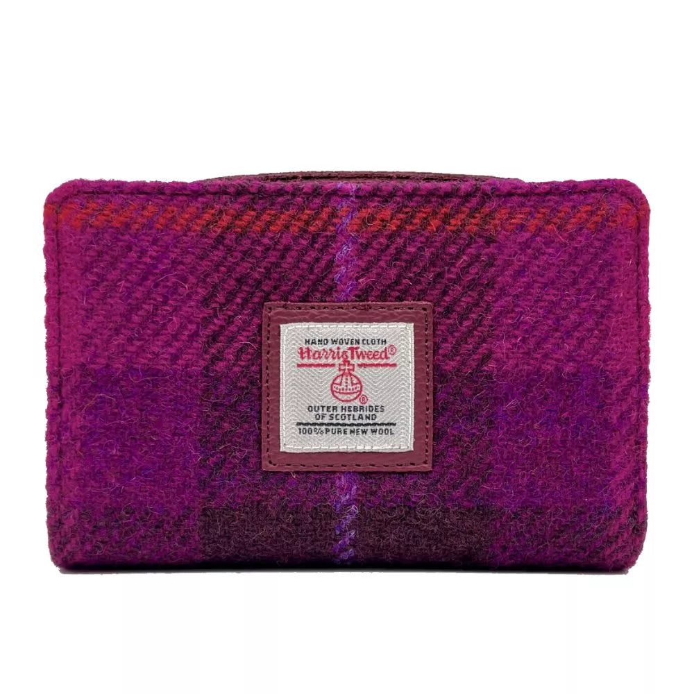 Harris Tweed Zip Purse - Classic Purple Check Pattern Wallet for Women | Perfect for Everyday Use, Office & Travel Accessories