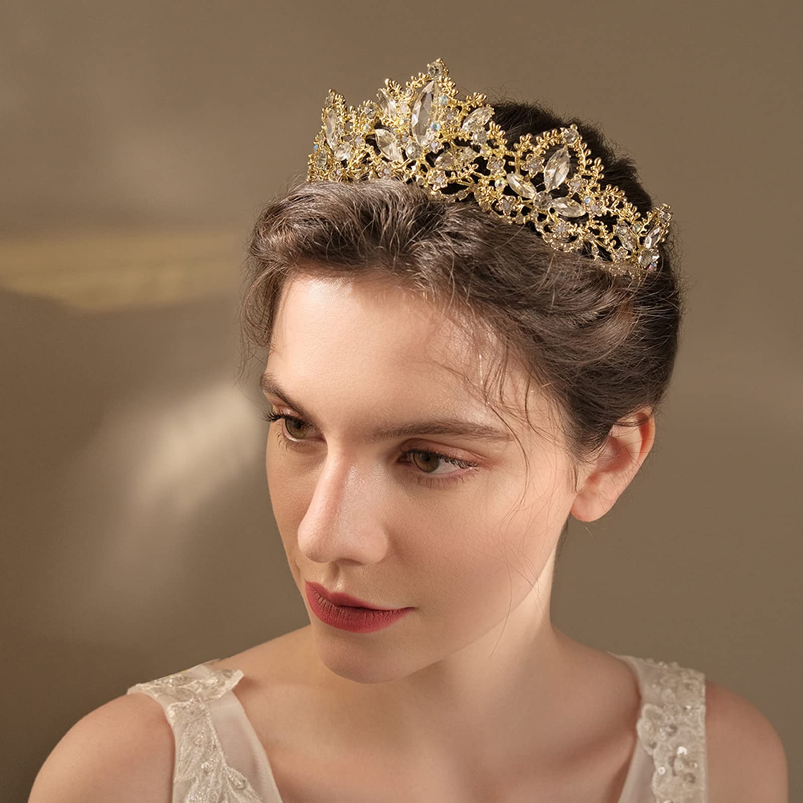 Elegant Gold Tiara Crown for Women - Rhinestone Wedding Princess Headband, Bridal Party Prom Queen Accessory | Perfect for Weddings, Birthdays, Halloween Costumes & Christmas Gifts