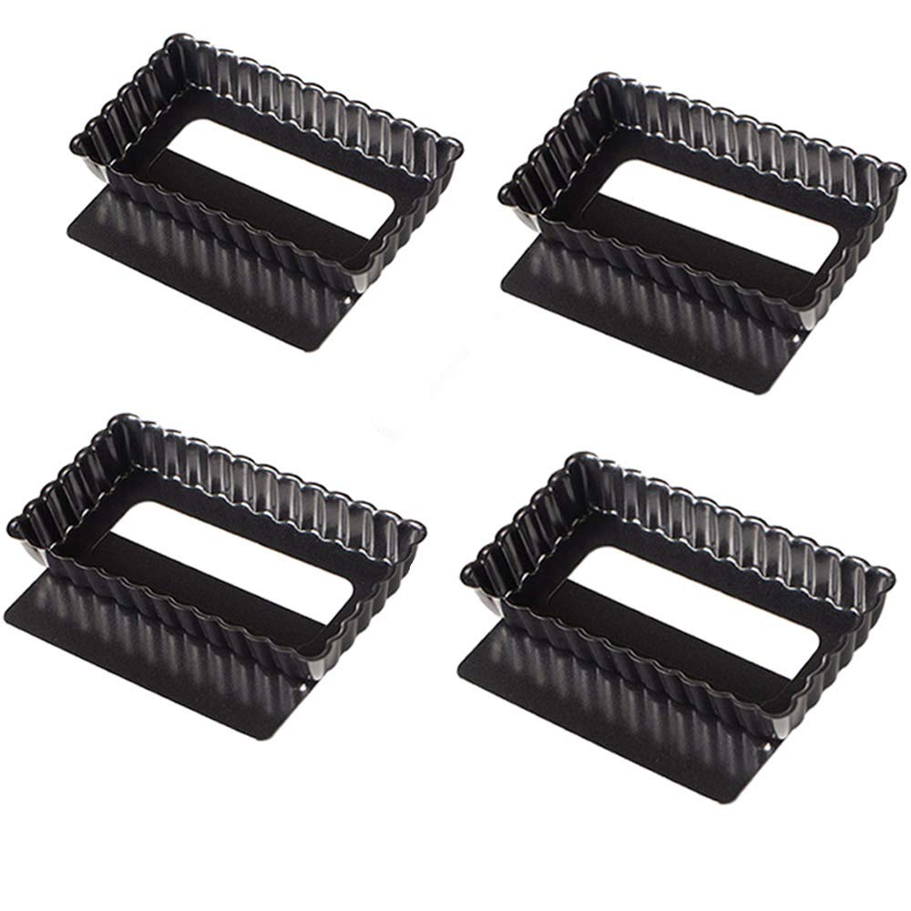 Webake 4-Pack Mini Tart Pans with Removable Bottom | Non-Stick Rectangular Baking Pans for Oven & Instant Pot | Perfect for Mini Cheesecakes, Tarts & Individual Desserts