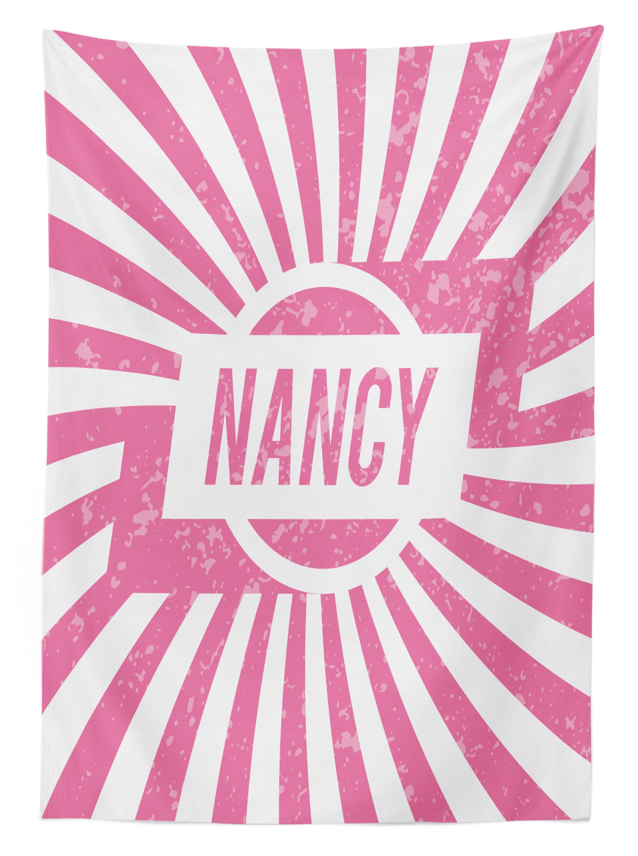 Ambesonne Nancy Outdoor Tablecloth - Retro Style Pink and White Washable Picnic Table Cover 58