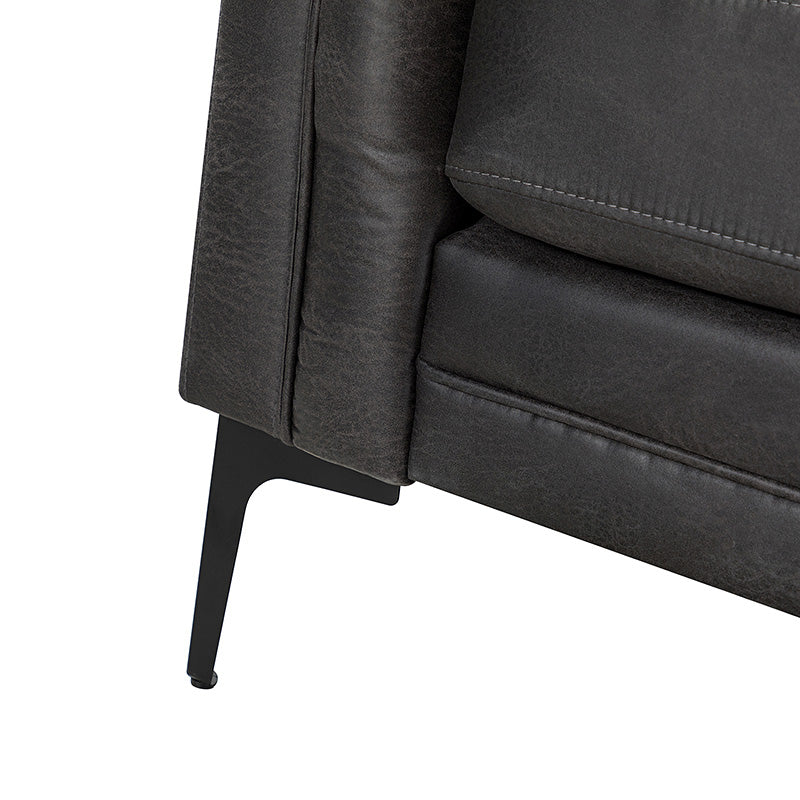 84'' Vegan Leather Tufted Sofa - Modern Faux Leather Couch for Living Room, Office & Lounge - Comfortable Mid-Century Style Sectional with Button Tufting