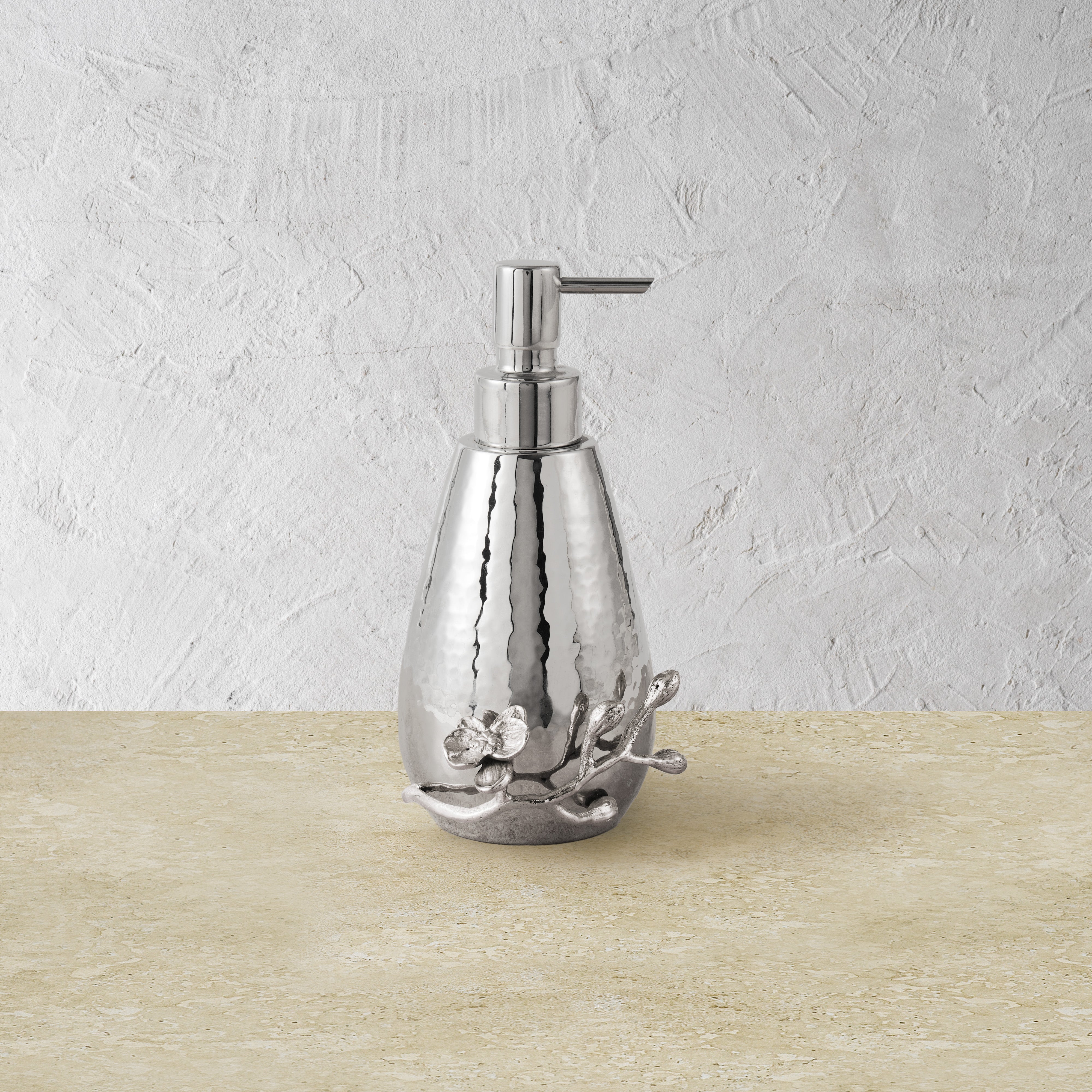 Elegant White Orchid Soap Dispenser - Automatic Touchless Hand Soap Pump for Bathroom & Kitchen - Modern Liquid Soap Dispenser for Home, Office, or Restaurant Use