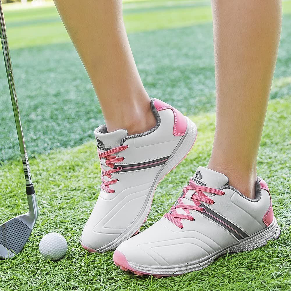 Waterproof Women's Golf Shoes - Spikeless Lightweight Comfortable Outdoor Sport Sneakers for Walking & Golfing on Wet Grass