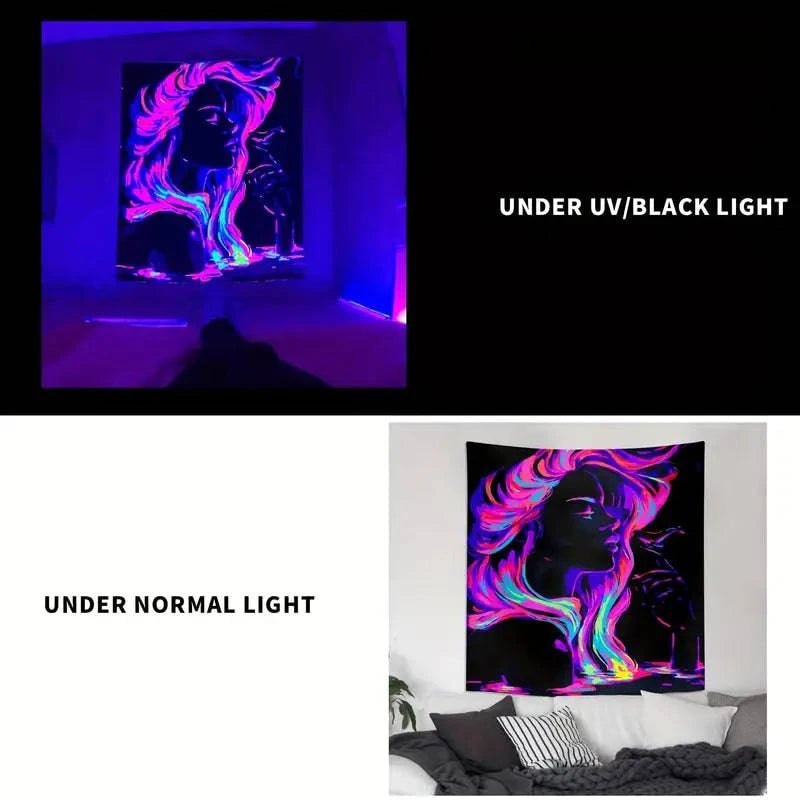 Women's Charm Official Glow-in-the-Dark UV Tapestry Wall Art - Perfect for Bedroom Decor, Dorm Room, and Party Lighting