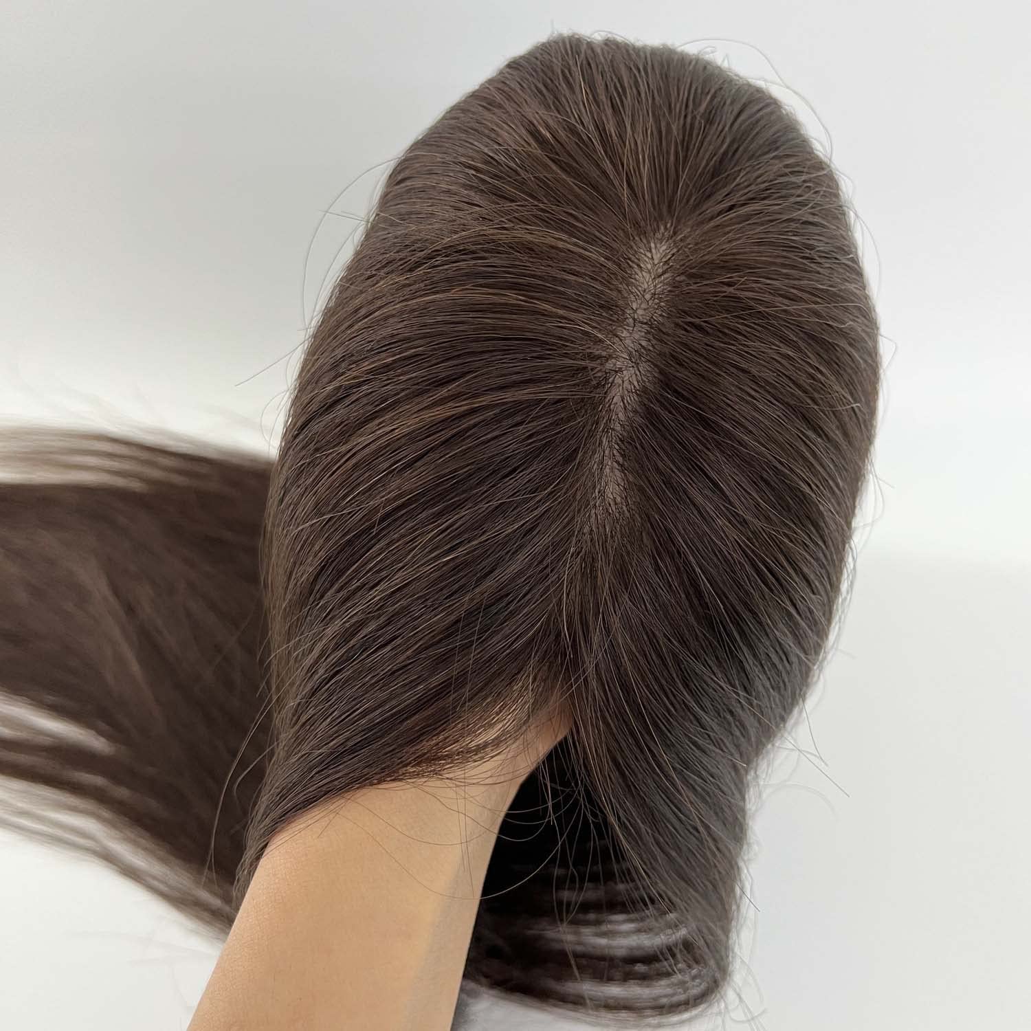 100% Real Human Hair Toppers for Women - Handmade Full Silk Base Clip-In Hair Piece for Thinning Hair & Gray Coverage - 14 Inch Dark Brown | Perfect for Daily Wear, Special Occasions & Hair Loss Solutions