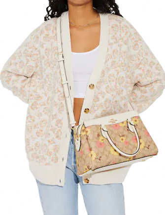 Coach Darcie Carryall Handbag - Signature Canvas Floral Print Tote Bag for Women | Perfect for Work, Travel & Everyday Use