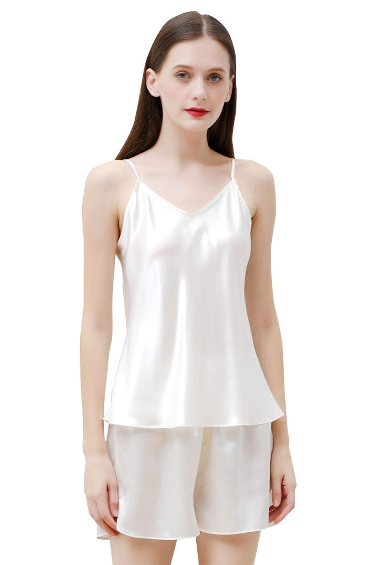 ZIMASILK 22 Momme Pure Mulberry Silk Pajama Set for Women - Luxury Silk Sleepwear Camisole & Shorts Nightwear Set - Perfect for Relaxing at Home & Bridal Lingerie Gift