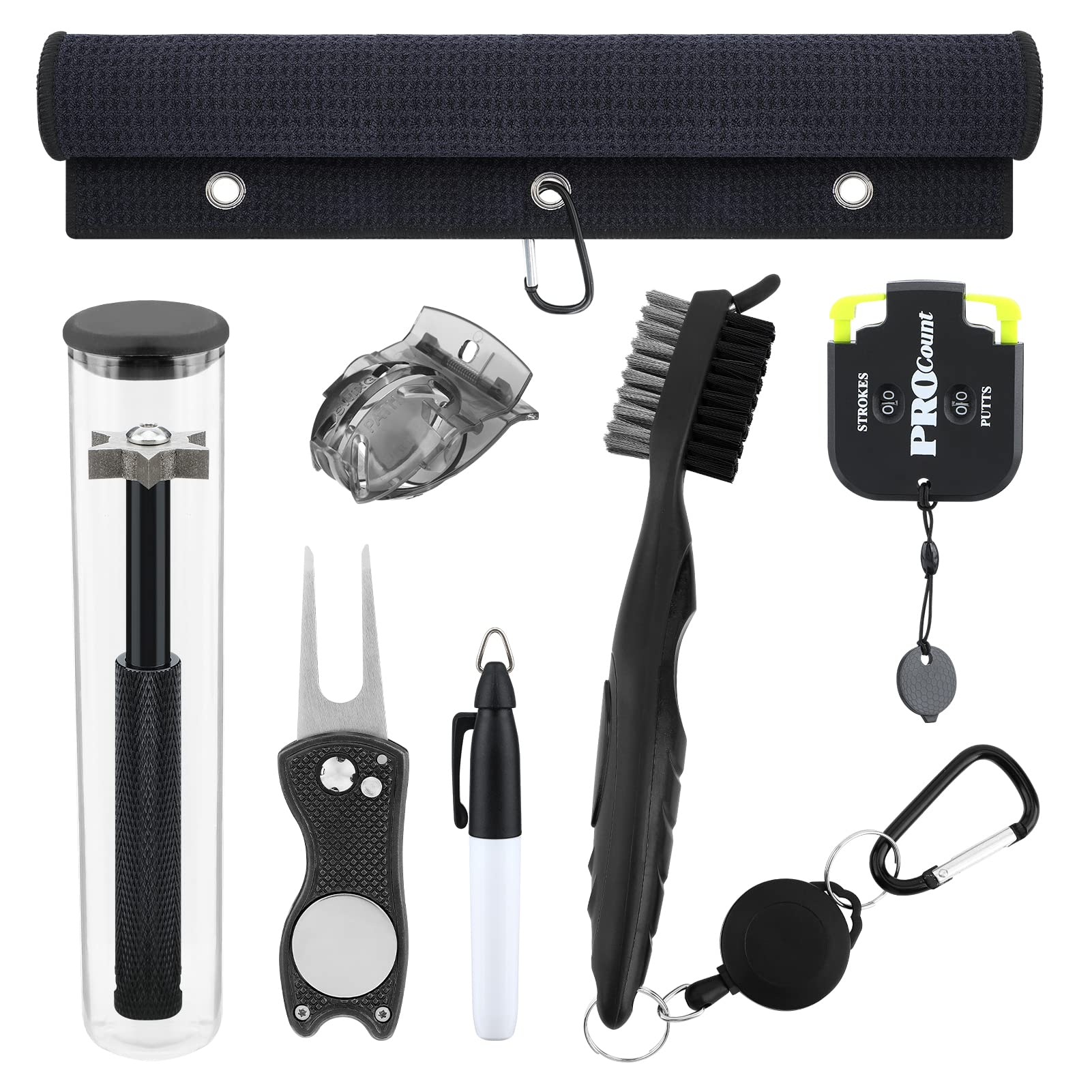 Premium Golf Club Cleaning Kit with Towel, Brush, Divot Tool & Ball Marker – Complete Golf Accessories Set for Men & Women – Perfect for Course Maintenance & Travel