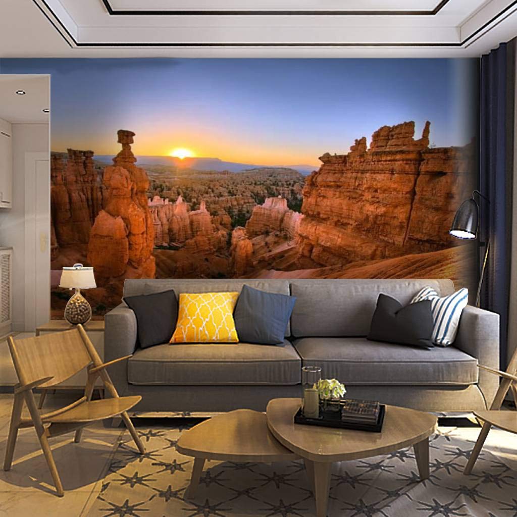 Bryce Canyon Sunrise Landscape Wall Mural - Self-Adhesive Removable Peel & Stick Wallpaper for Living Room, Bedroom & Office Decor - Nature-Inspired Home Craft Wall Decal & Poster Sticker - Perfect for Accent Walls and DIY Home Improvement Projects