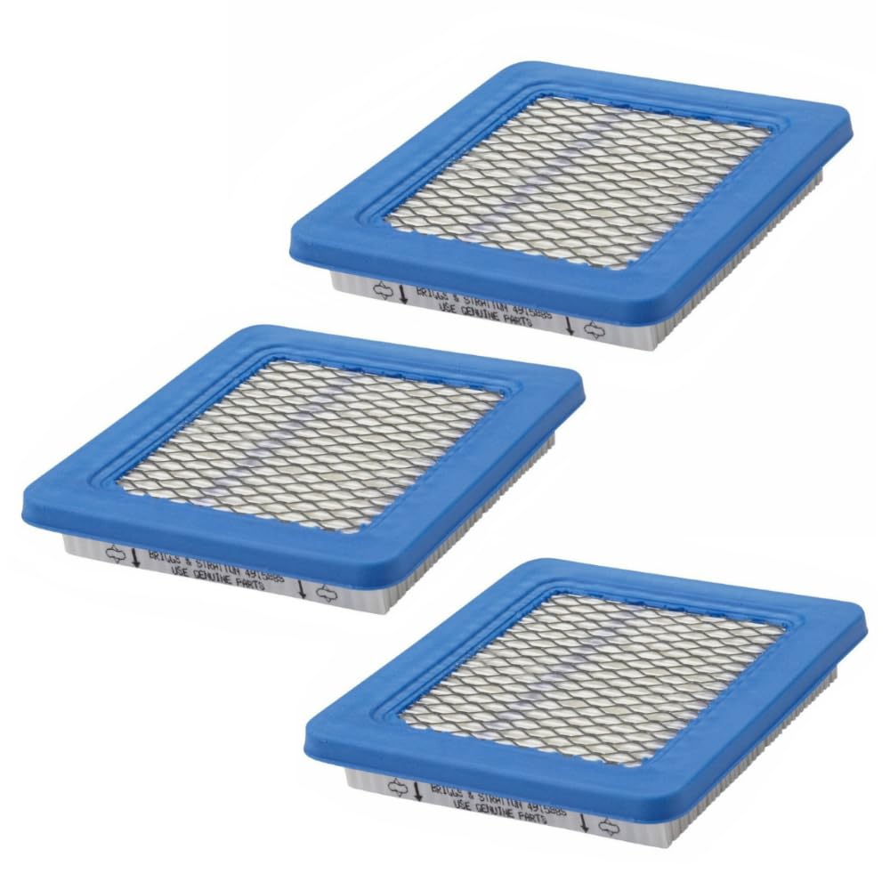 Briggs & Stratton Genuine OEM 491588S Flat Air Filter Cartridge (3 Pack) - Compatible with Lawn Mowers, Generators & Small Engines - Perfect for Outdoor Power Equipment Maintenance