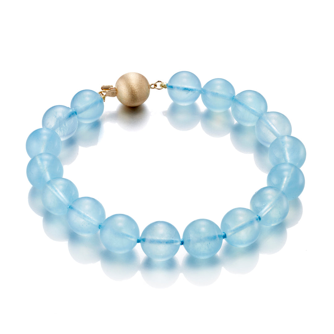 Aquamarine Bead Bracelet for Women - Genuine Stone Healing Jewelry, Adjustable Elastic String, Boho Chic Style - Perfect for Meditation, Yoga & Everyday Wear