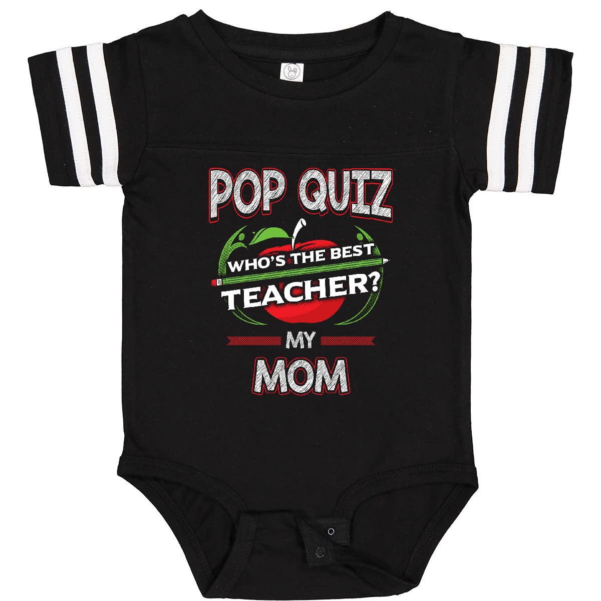 Inktastic Pop Quiz Mom Best Teacher Baby Bodysuit - Funny Cute Infant Onesie for Teacher Appreciation, Mother's Day & School Events