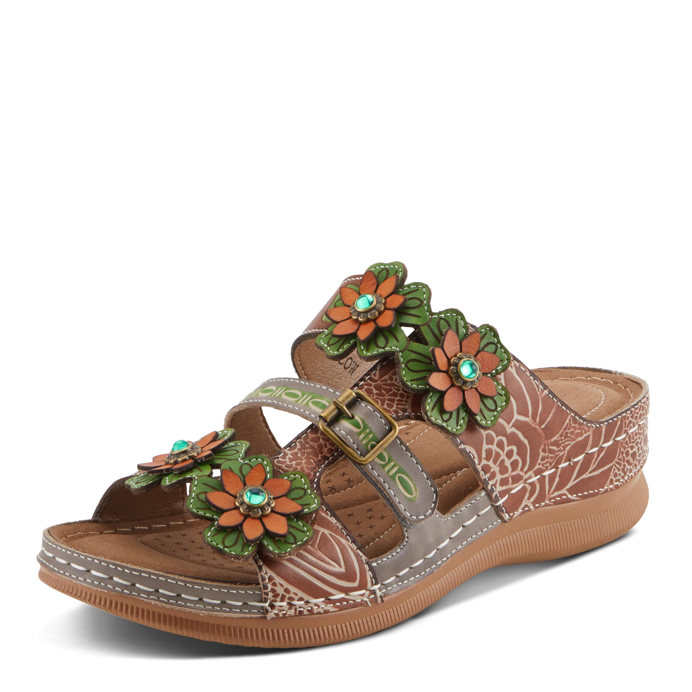Spring Step L'Artiste Women's BRASH Hand-Painted Leather Sandals - Fashionable & Comfortable Summer Sandals for Beach, Vacation and Casual Outings