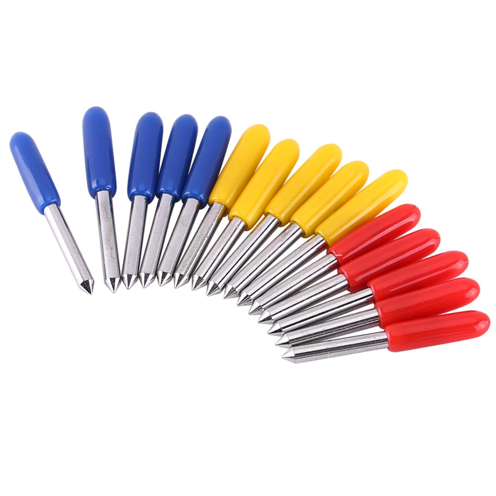 15pcs Tungsten Steel Plotter Cutter Blades - 30/45/60 Degree Replacement Blades with Holder for Vinyl Cutting, Sign Making & Craft Projects