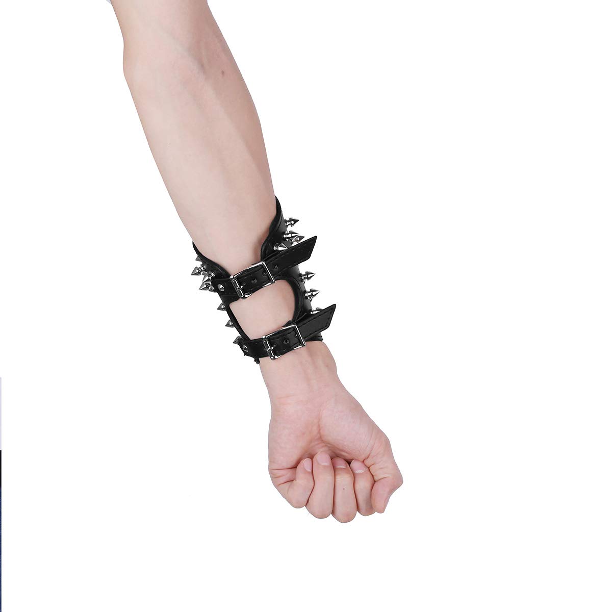 Men's Faux Leather Gauntlet Wristband - Medieval Bracers Armor Cuff for Cosplay, LARP & Renaissance Fairs - Wide Wrist Protector for Role Playing & Historical Reenactment