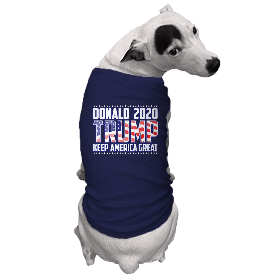 Haase Unlimited Donald Keep America Great 2020 Patriotic Dog Shirt - Navy Blue Medium Size for Small Dogs - Perfect for 4th of July, Election Day & Political Events