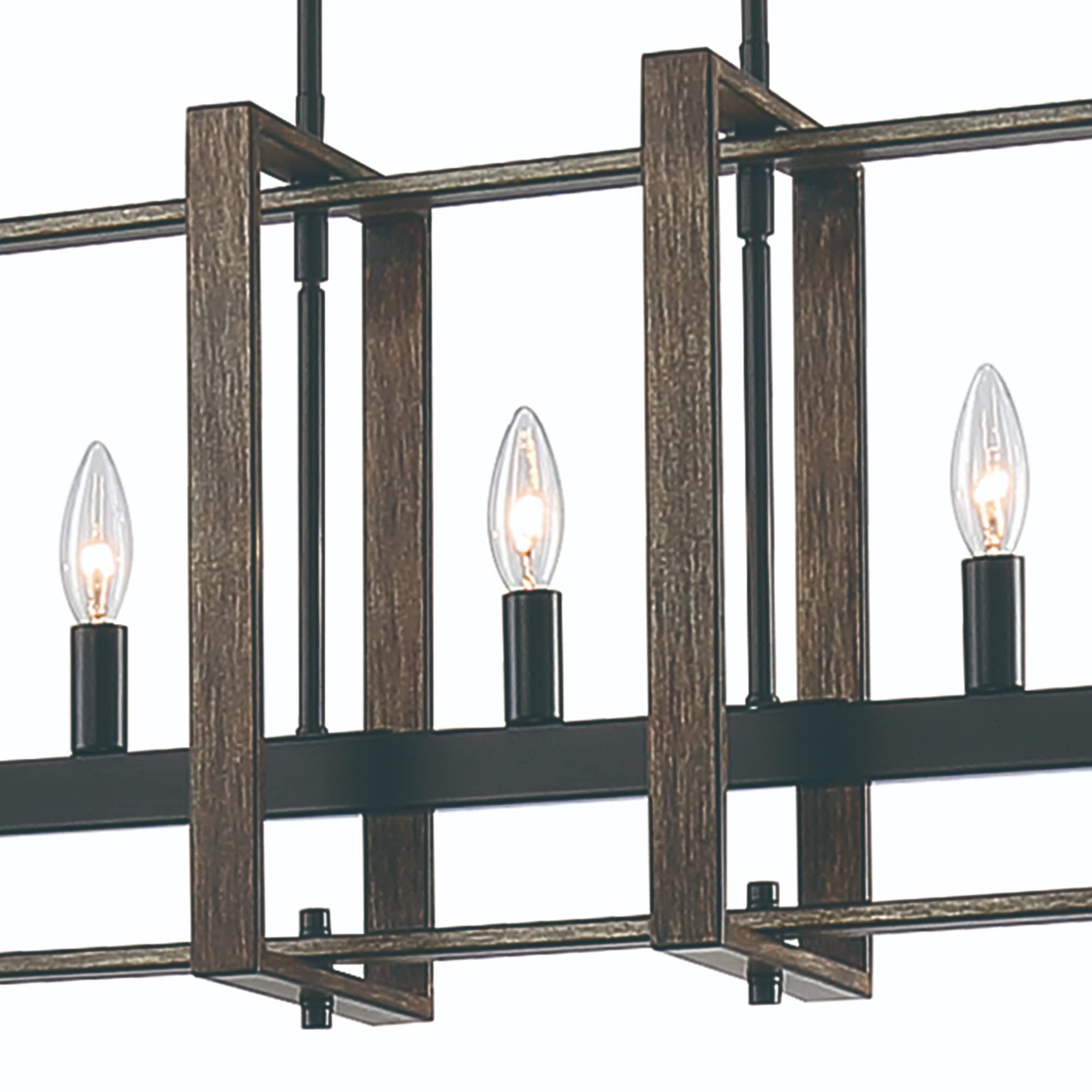 Vanity Art Modern Farmhouse 5-Light Linear LED Pendant Chandelier - Black Kitchen Island Lighting Fixture for Dining Room, Bar & Breakfast Nook (Model 10526DW-BK)