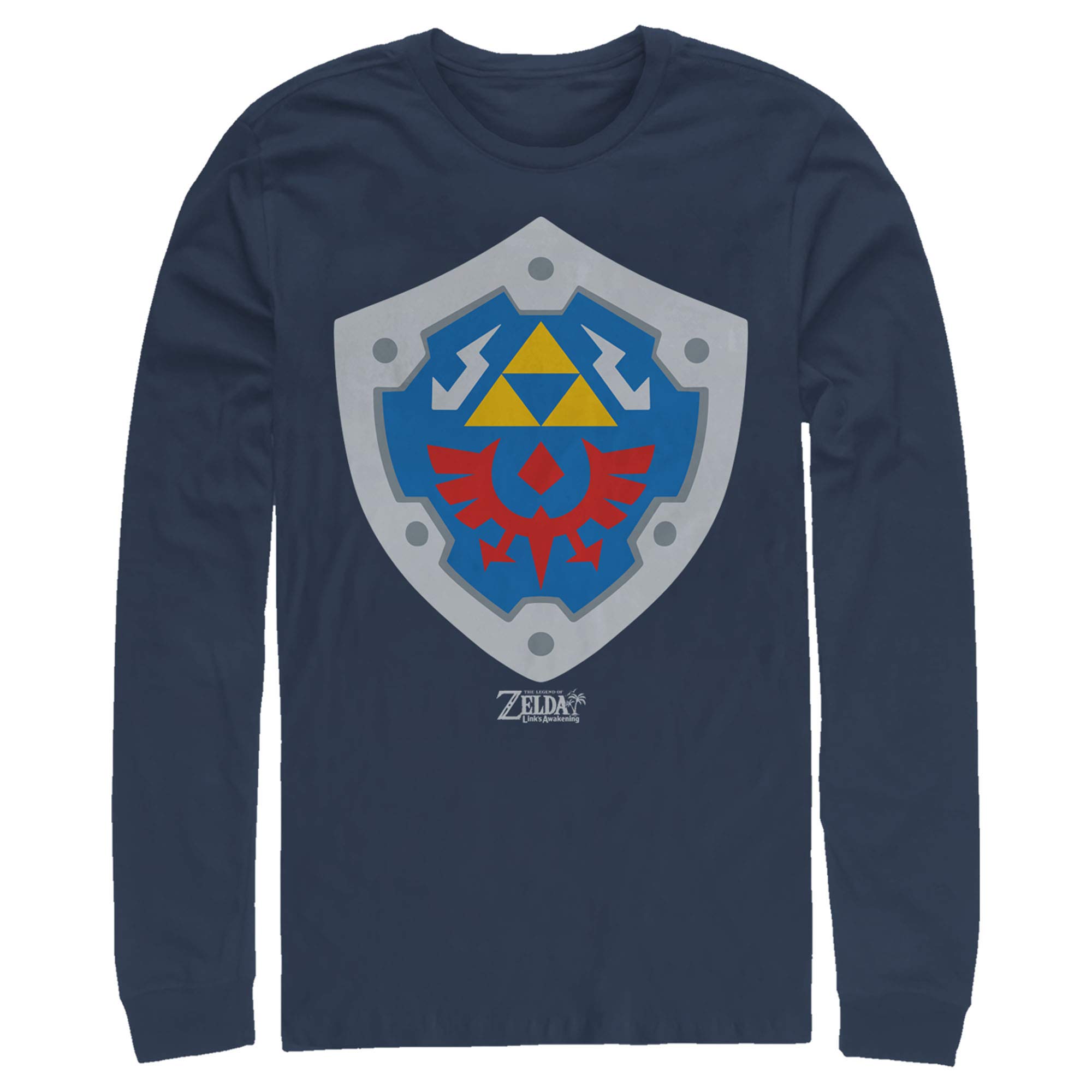 Legend of Zelda Link's Awakening Hylian Shield Long Sleeve T-Shirt for Men - Official Nintendo Licensed Merchandise - Perfect for Cosplay, Gaming & Fan Conventions