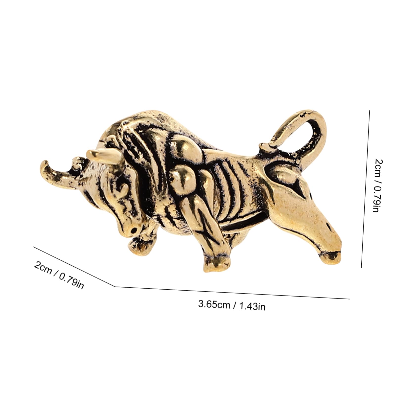 Garneck 2-Piece Brass Zodiac Cow Keychain Set - Chinese Style Key Ring Pendant for Bag, Purse & Gift - Perfect for New Year Decorations & Everyday Carry Accessories