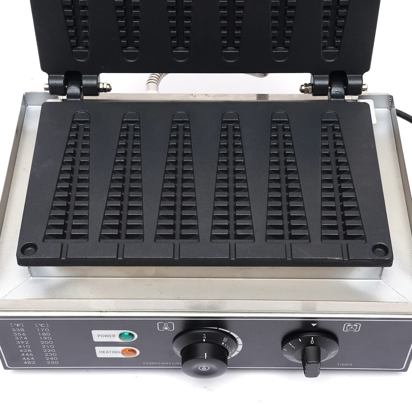 110V Commercial Electric Waffle Maker - 6 Nonstick Rotating Plates, 1550W Stainless Steel Waffle Machine with Time & Temperature Control - Perfect for Bakeries, Cafes, Restaurants, and Home Breakfast Cooking