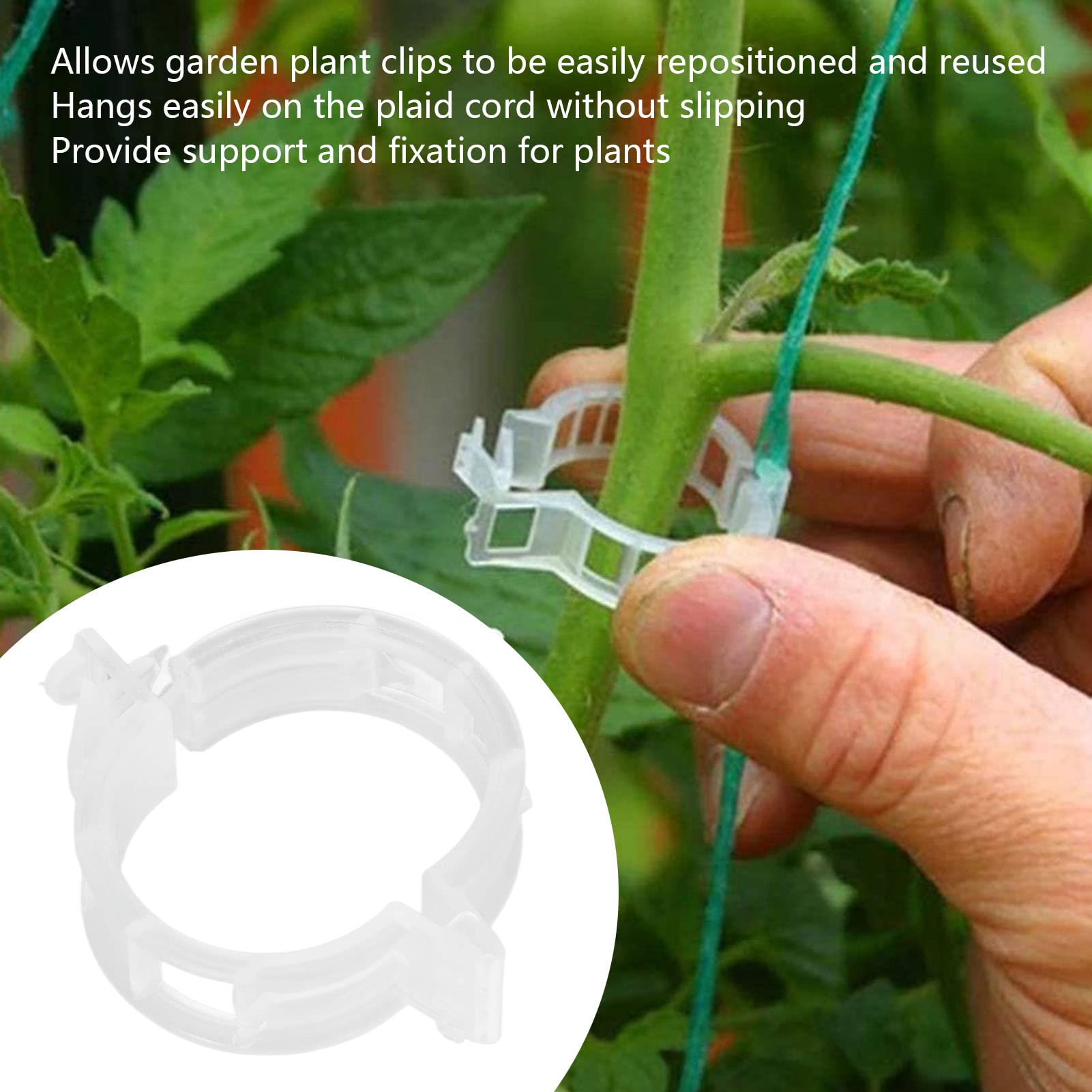 Shanrya 200pcs Garden Plant Clips for Tomatoes, Beans & Vines - Reusable Plastic Clips for Gardening