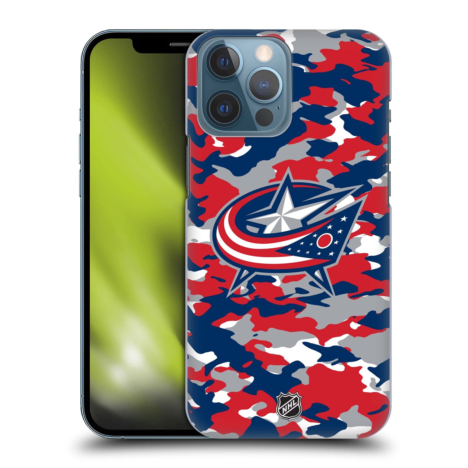 Officially Licensed NHL Columbus Blue Jackets Camouflage Hard Back Phone Case for Apple iPhone 13 Pro Max - Durable Protection for Hockey Fans & Everyday Use