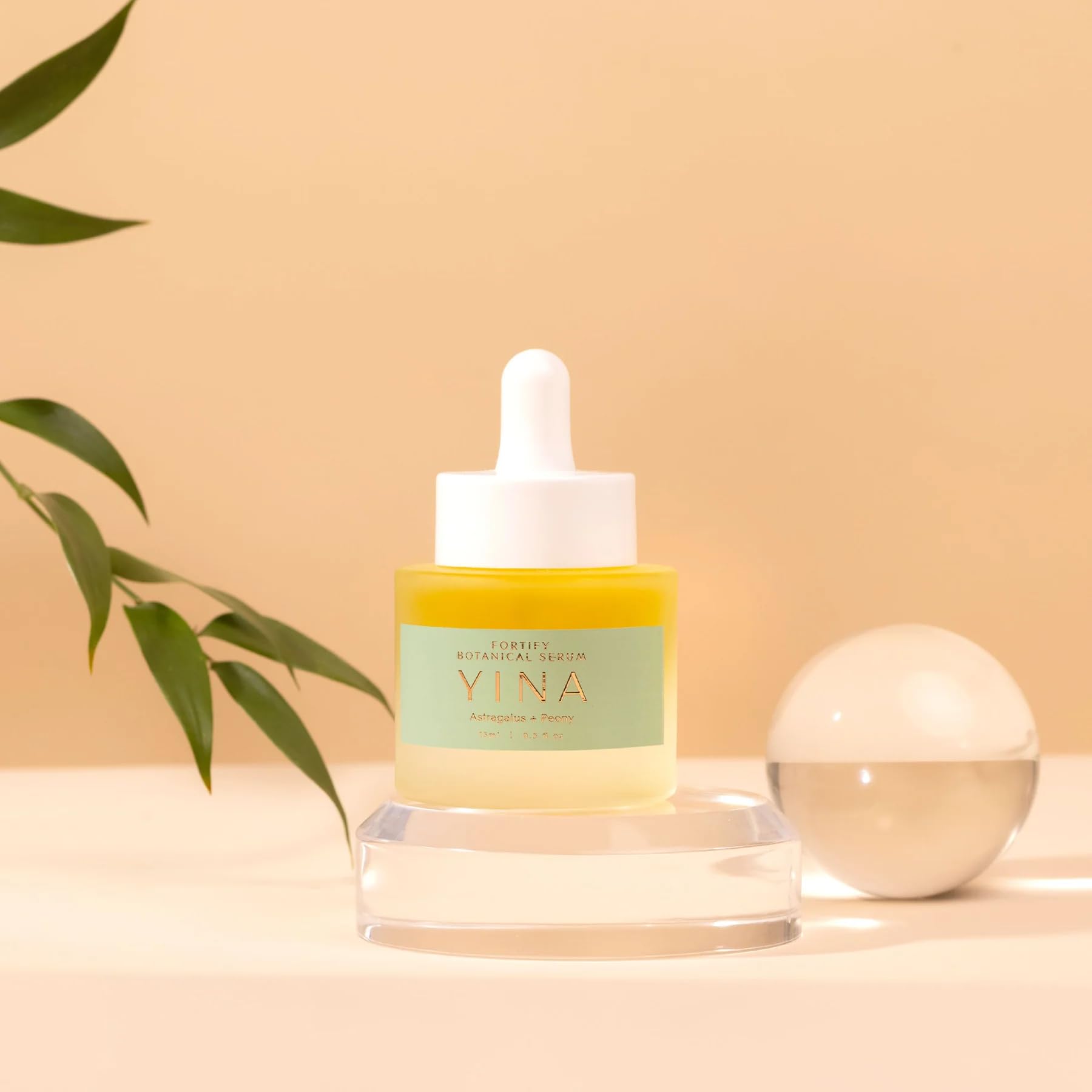 YINA Fortify Botanical Serum with Astragalus & Peony | 0.5 fl oz | Sustainable, Cruelty-Free, Clean Skincare | Anti-Aging Face Serum for Glowing Skin | Perfect for Daily Hydration & Nighttime Routine